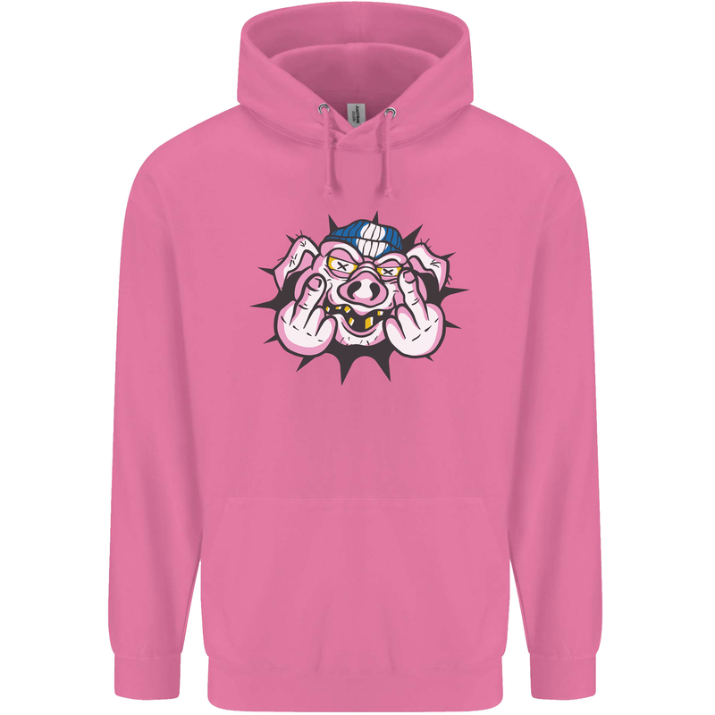 Offensive Pig Finger Flip Mens 80% Cotton Hoodie Azelea