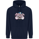 Offensive Pig Finger Flip Mens 80% Cotton Hoodie Navy Blue
