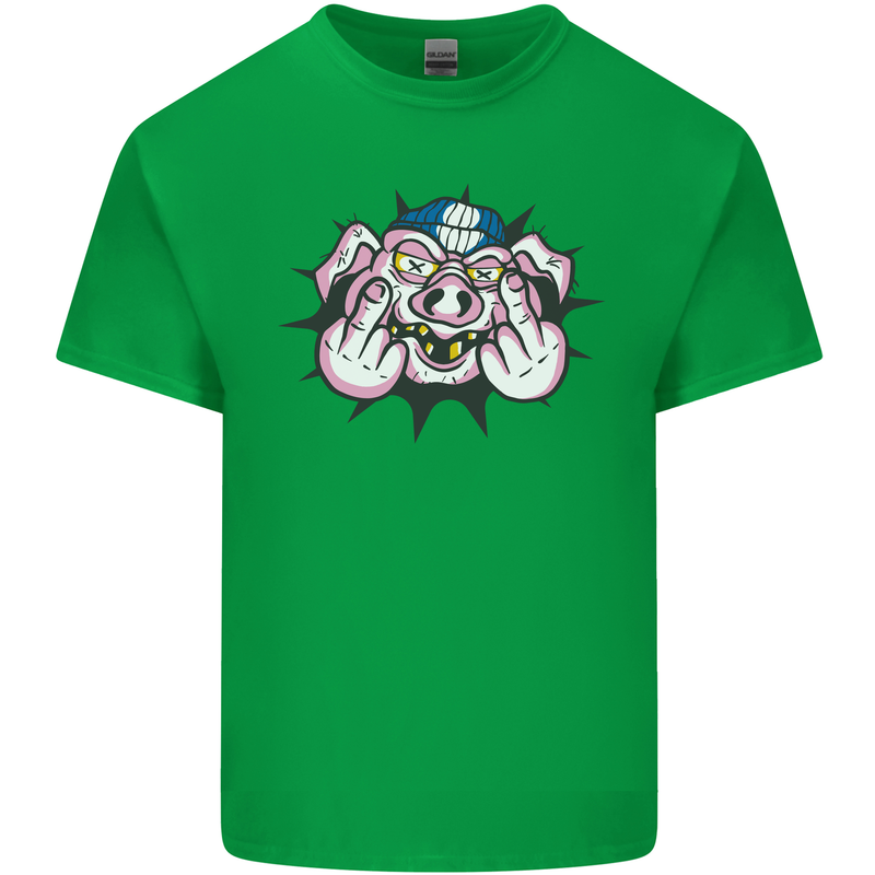 Offensive Pig Finger Flip Mens Cotton T-Shirt Tee Top Irish Green