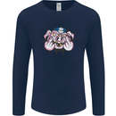Offensive Pig Finger Flip Mens Long Sleeve T-Shirt Navy Blue