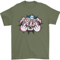 Offensive Pig Finger Flip Mens T-Shirt Cotton Gildan Military Green