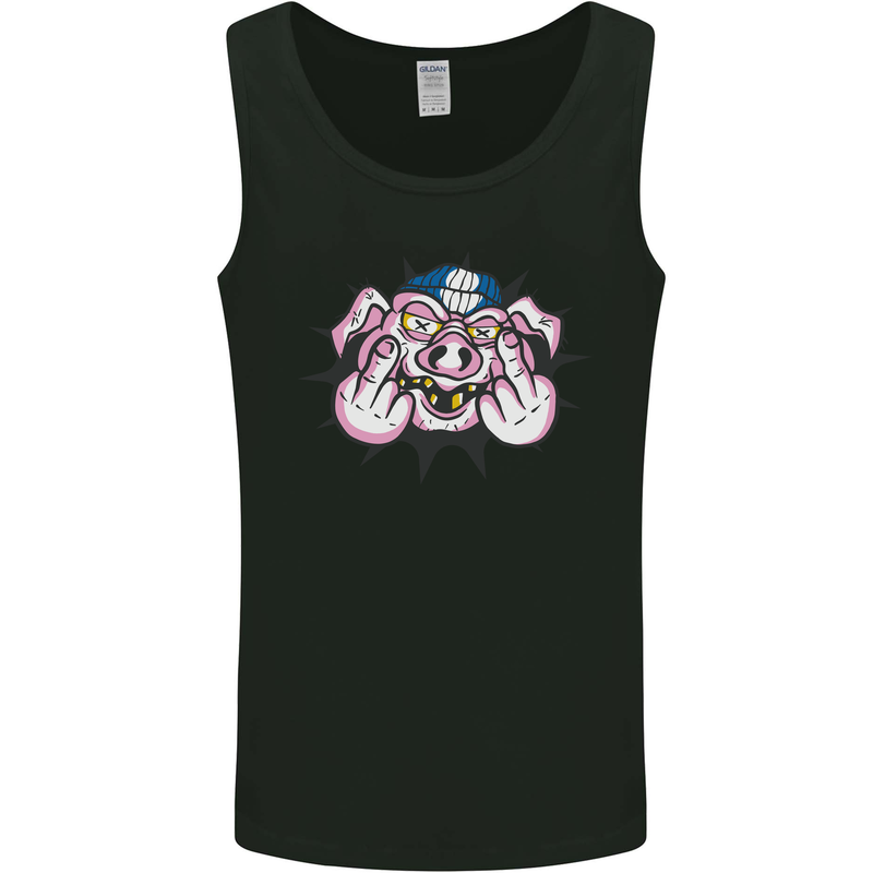 Offensive Pig Finger Flip Mens Vest Tank Top Black