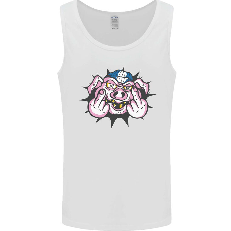 Offensive Pig Finger Flip Mens Vest Tank Top White