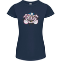 Offensive Pig Finger Flip Womens Petite Cut T-Shirt Navy Blue
