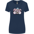 Offensive Pig Finger Flip Womens Wider Cut T-Shirt Navy Blue