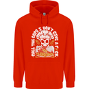 Offensive Pizza Eating Skull Chef Childrens Kids Hoodie Bright Red
