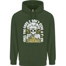 Offensive Pizza Eating Skull Chef Childrens Kids Hoodie Forest Green