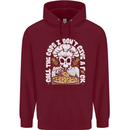 Offensive Pizza Eating Skull Chef Childrens Kids Hoodie Maroon