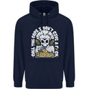 Offensive Pizza Eating Skull Chef Childrens Kids Hoodie Navy Blue
