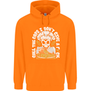Offensive Pizza Eating Skull Chef Childrens Kids Hoodie Orange