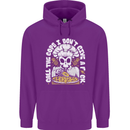 Offensive Pizza Eating Skull Chef Childrens Kids Hoodie Purple