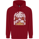 Offensive Pizza Eating Skull Chef Childrens Kids Hoodie Red