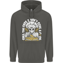 Offensive Pizza Eating Skull Chef Childrens Kids Hoodie Storm Grey