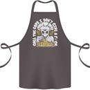 Offensive Pizza Eating Skull Chef Cotton Apron 100% Organic Dark Grey