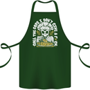 Offensive Pizza Eating Skull Chef Cotton Apron 100% Organic Forest Green