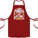 Offensive Pizza Eating Skull Chef Cotton Apron 100% Organic Maroon