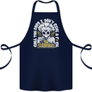 Offensive Pizza Eating Skull Chef Cotton Apron 100% Organic Navy Blue
