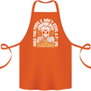 Offensive Pizza Eating Skull Chef Cotton Apron 100% Organic Orange