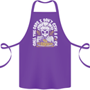 Offensive Pizza Eating Skull Chef Cotton Apron 100% Organic Purple