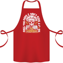 Offensive Pizza Eating Skull Chef Cotton Apron 100% Organic Red