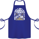 Offensive Pizza Eating Skull Chef Cotton Apron 100% Organic Royal Blue