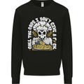 Offensive Pizza Eating Skull Chef Kids Sweatshirt Jumper Black