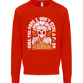 Offensive Pizza Eating Skull Chef Kids Sweatshirt Jumper Bright Red