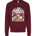 Offensive Pizza Eating Skull Chef Kids Sweatshirt Jumper Maroon