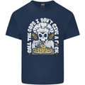 Offensive Pizza Eating Skull Chef Kids T-Shirt Childrens Navy Blue