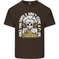 Offensive Pizza Eating Skull Chef Mens Cotton T-Shirt Tee Top Dark Chocolate