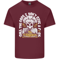Offensive Pizza Eating Skull Chef Mens Cotton T-Shirt Tee Top Maroon