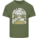 Offensive Pizza Eating Skull Chef Mens Cotton T-Shirt Tee Top Military Green