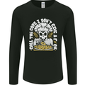 Offensive Pizza Eating Skull Chef Mens Long Sleeve T-Shirt Black