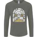 Offensive Pizza Eating Skull Chef Mens Long Sleeve T-Shirt Charcoal