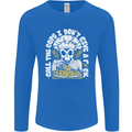 Offensive Pizza Eating Skull Chef Mens Long Sleeve T-Shirt Royal Blue