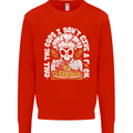 Offensive Pizza Eating Skull Chef Mens Sweatshirt Jumper Bright Red
