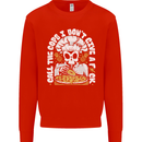 Offensive Pizza Eating Skull Chef Mens Sweatshirt Jumper Bright Red