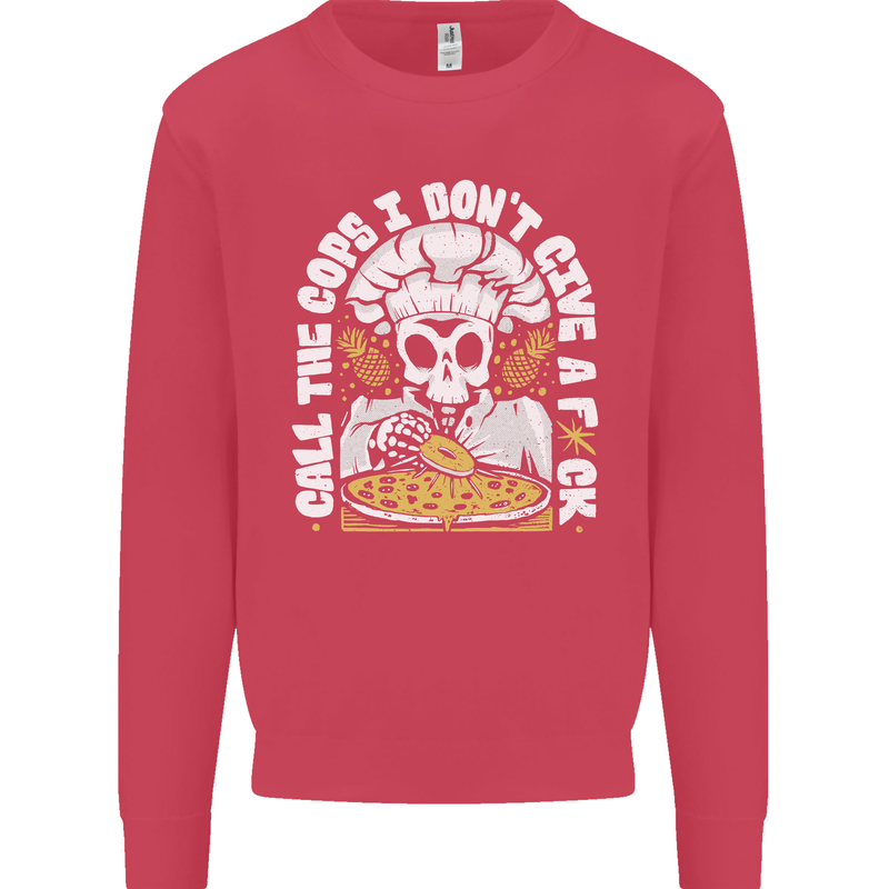 Offensive Pizza Eating Skull Chef Mens Sweatshirt Jumper Heliconia