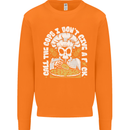 Offensive Pizza Eating Skull Chef Mens Sweatshirt Jumper Orange