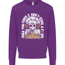 Offensive Pizza Eating Skull Chef Mens Sweatshirt Jumper Purple