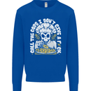 Offensive Pizza Eating Skull Chef Mens Sweatshirt Jumper Royal Blue
