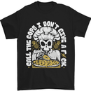 Offensive Pizza Eating Skull Chef Mens T-Shirt 100% Cotton Black