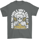 Offensive Pizza Eating Skull Chef Mens T-Shirt 100% Cotton Charcoal