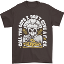 Offensive Pizza Eating Skull Chef Mens T-Shirt 100% Cotton Dark Chocolate