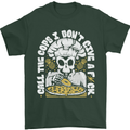 Offensive Pizza Eating Skull Chef Mens T-Shirt 100% Cotton Forest Green
