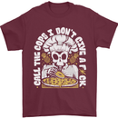 Offensive Pizza Eating Skull Chef Mens T-Shirt 100% Cotton Maroon