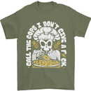 Offensive Pizza Eating Skull Chef Mens T-Shirt 100% Cotton Military Green
