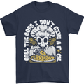 Offensive Pizza Eating Skull Chef Mens T-Shirt 100% Cotton Navy Blue