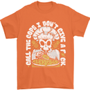 Offensive Pizza Eating Skull Chef Mens T-Shirt 100% Cotton Orange