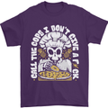 Offensive Pizza Eating Skull Chef Mens T-Shirt 100% Cotton Purple